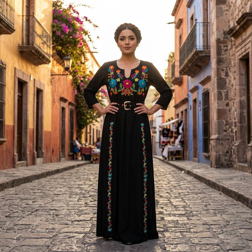 Mexican embroidered dress S